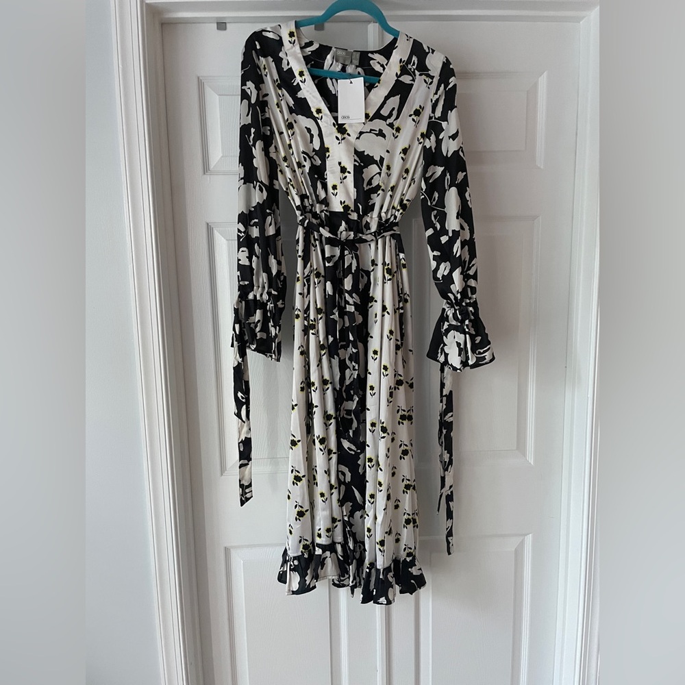 ASOS Black and White Patterned Long Sleeve Dress